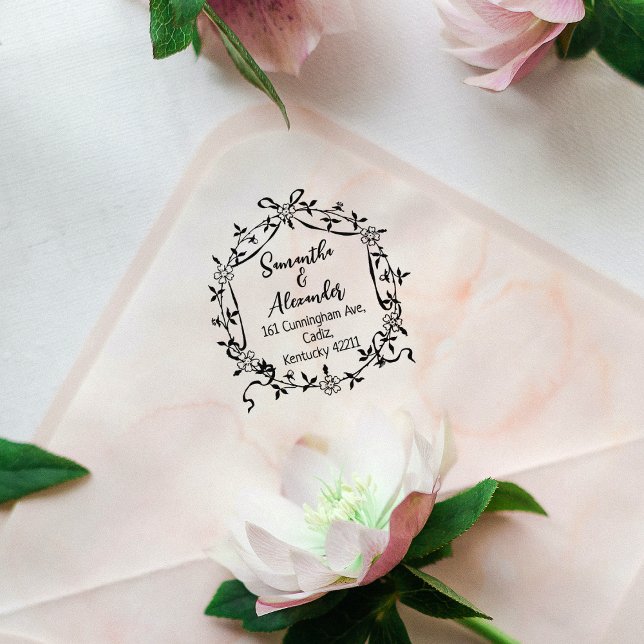 Elegant Floral Return Address Rubber Stamp (Creator Uploaded)