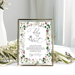 Elegant Floral Ring Hunt Bridal Shower Game Sign