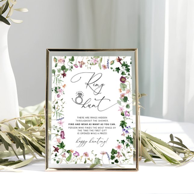 Elegant Floral Ring Hunt Bridal Shower Game Sign (Creator Uploaded)