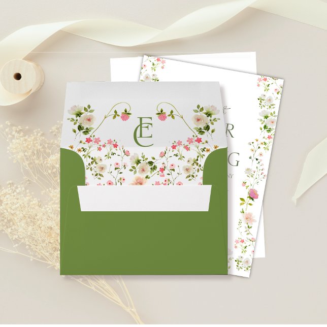 Elegant Floral Rococo Monogram Wedding Envelope (Creator Uploaded)
