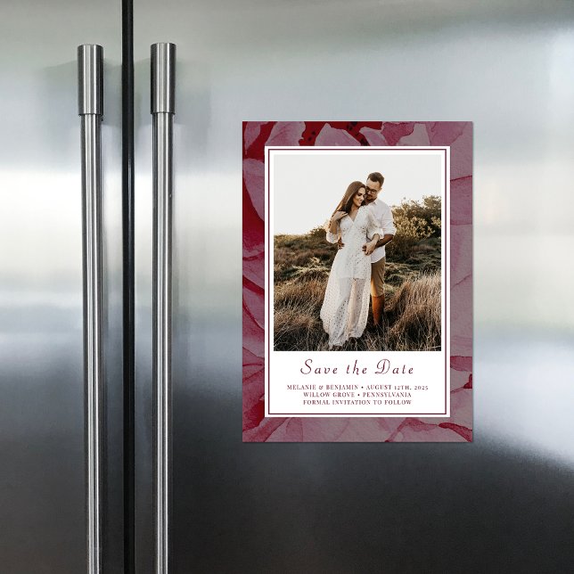 Elegant Floral Romantic Save The Date Photo Magnet (Elegant Floral Romantic Save The Date Photo Magnet)