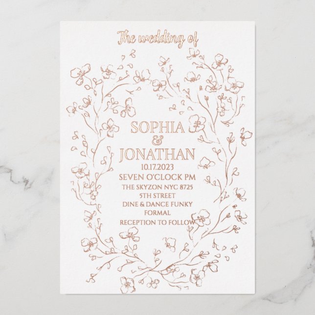 Elegant floral rose gold foil wedding (Front)