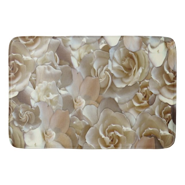 Elegant Floral Rose Petal Pattern  Bath Mat (Front)