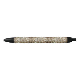 Elegant Floral Rose Petal Pattern Black Ink Pen