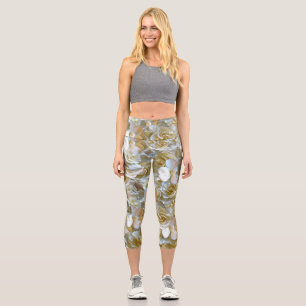 Elegant Floral Rose Petal Pattern  Capri Leggings