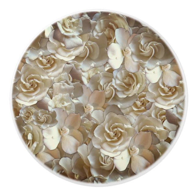 Elegant Floral Rose Petal Pattern  Ceramic Knob (Front)