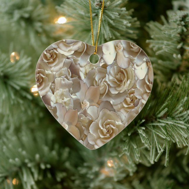 Elegant Floral Rose Petal Pattern  Ceramic Ornament (Tree)