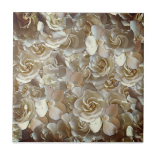 Elegant Floral Rose Petal Pattern Ceramic Tile