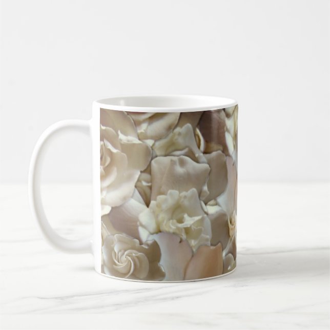 Elegant Floral Rose Petal Pattern  Coffee Mug (Left)