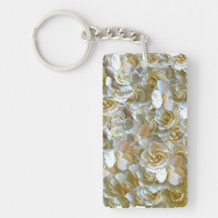Elegant Floral Rose Petal Pattern Key Ring
