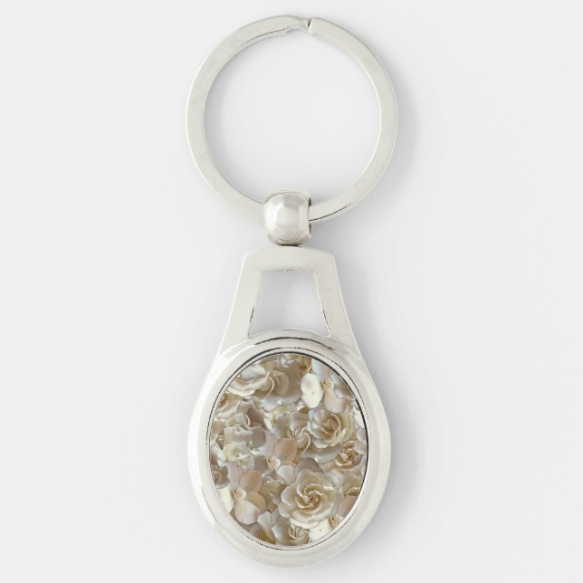 Elegant Floral Rose Petal Pattern  Key Ring (Front)