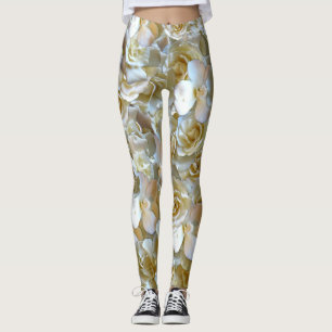 Elegant Floral Rose Petal Pattern Leggings