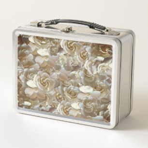Elegant Floral Rose Petal Pattern Metal Lunch Box