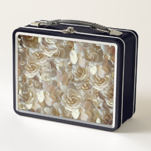 Elegant Floral Rose Petal Pattern Metal Lunch Box