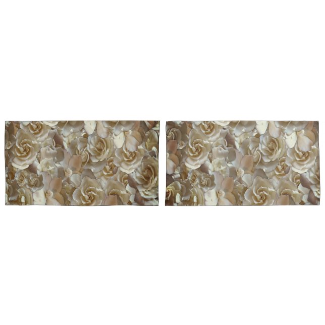 Elegant Floral Rose Petal Pattern  Pillowcase (Front-Set)