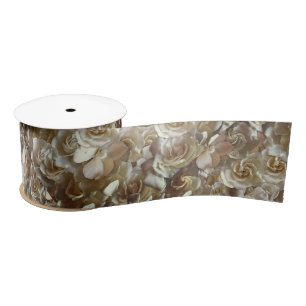 Elegant Floral Rose Petal Pattern  Satin Ribbon