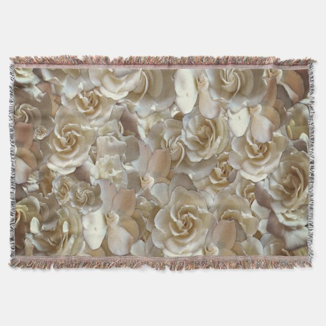 Elegant Floral Rose Petal Pattern  Throw Blanket (Front)