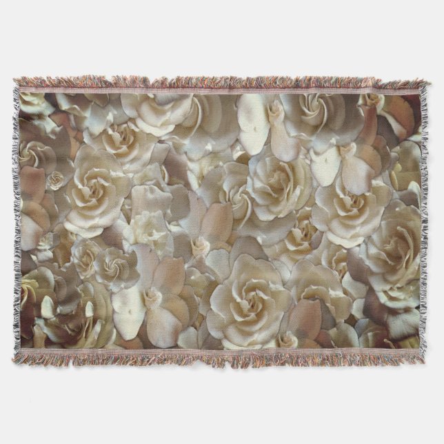 Elegant Floral Rose Petal Pattern  Throw Blanket (Front)