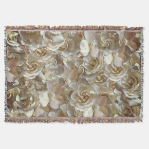 Elegant Floral Rose Petal Pattern Throw Blanket