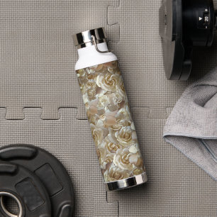 Elegant Floral Rose Petal Pattern Water Bottle