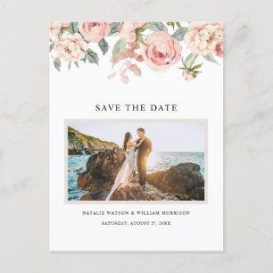 Elegant Floral Rose Pink Save the Date Postcard