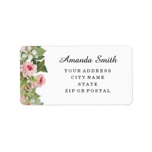 Elegant floral rose summer address labels