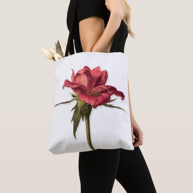 Elegant Floral Rose Tote Bag (Close Up)