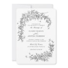 Elegant Floral Roses Black White Wedding Monogram 
