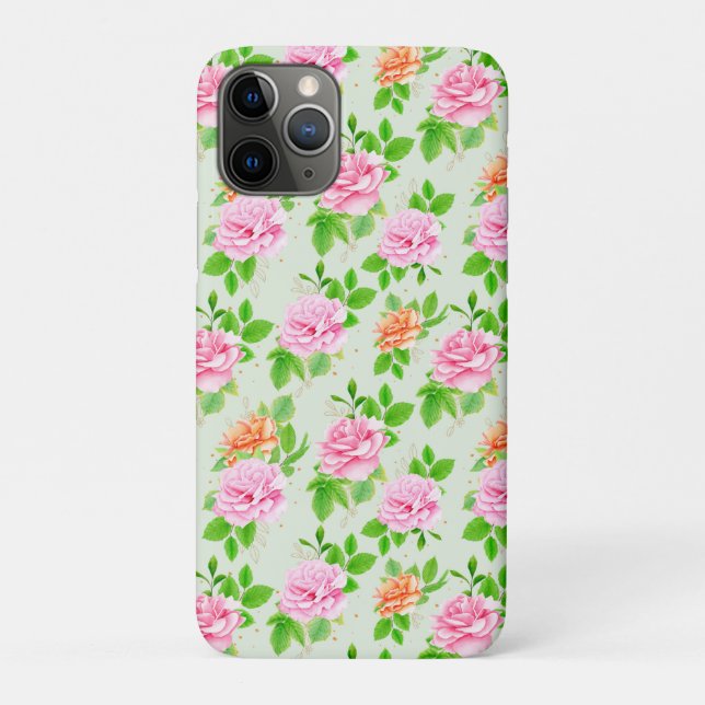 Elegant Floral Roses Green Leaves Pattern-23675 Case-Mate iPhone Case (Back)