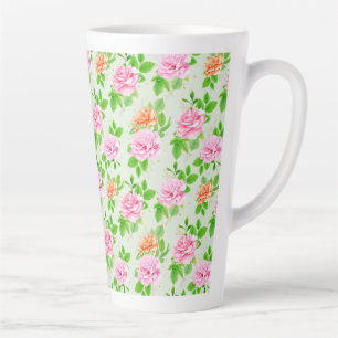 Elegant Floral Roses Green Leaves Pattern-23675 Latte Mug
