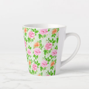 Elegant Floral Roses Green Leaves Pattern-23675 Latte Mug