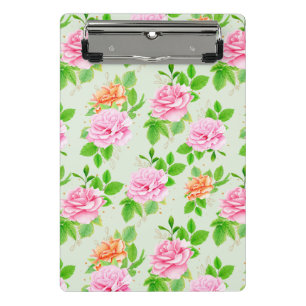 Elegant Floral Roses Green Leaves Pattern-23675 Mini Clipboard