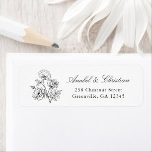 Elegant Floral Roses Leafy Wedding Return Address Label