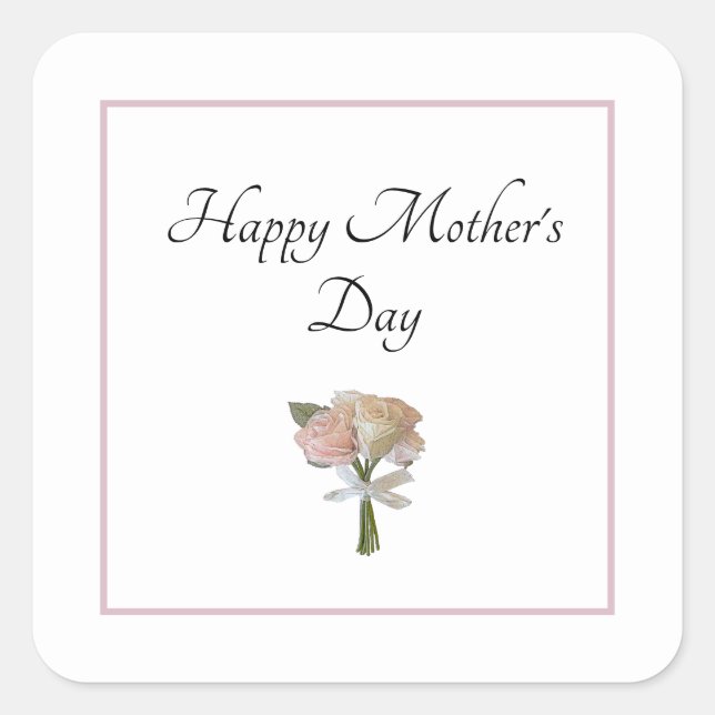 Elegant Floral Roses Mother's Day Party   Square Sticker (Front)