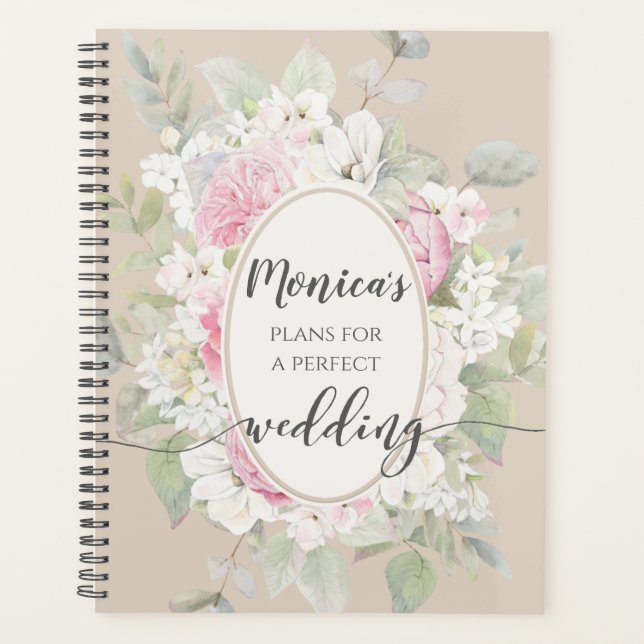 Elegant Floral Roses & Peonies Wedding Planner (Front)