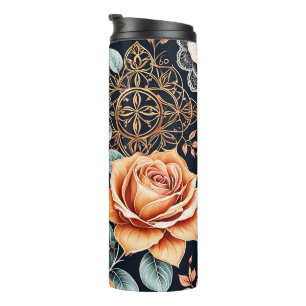 Elegant Floral Roses Print Thermal Tumbler