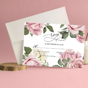 Elegant Floral Roses Wedding RSVP Card