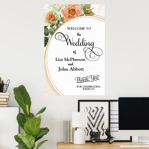 Elegant Floral Roses Wedding Welcome Signs