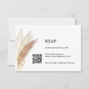 Elegant Floral RSVP with QR Code Dusty Pink Pampas