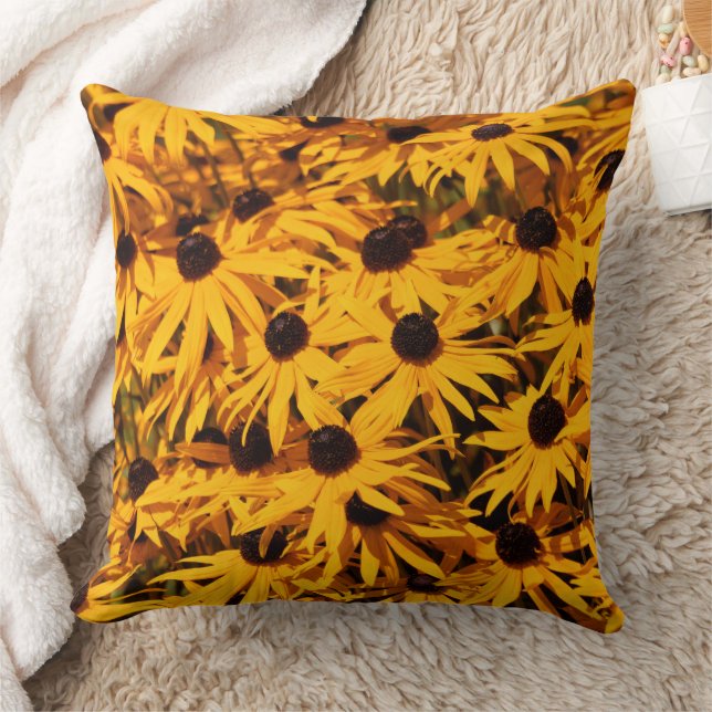 Elegant Floral Rudbeckia Black-Eyed Susans Cushion (Blanket)