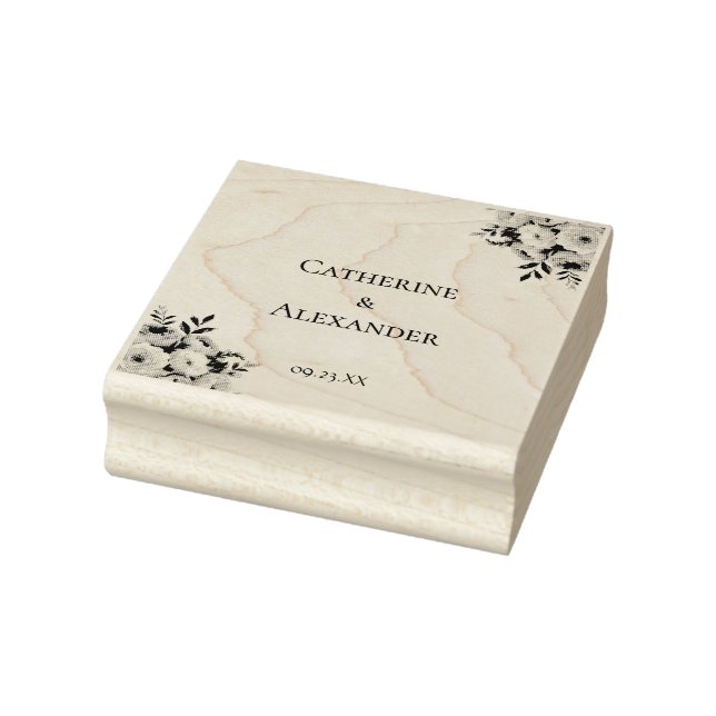 Elegant Floral Rustic Boho Wedding Rubber Stamp (Stamp)