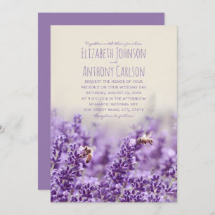 Elegant Floral Rustic Botanical Lavender Wedding Invitation