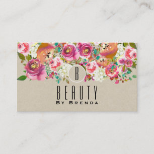 Elegant Floral Rustic Chic Kraft Glam Custom Business Card