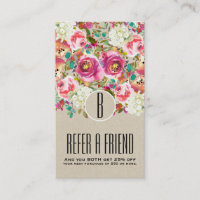 Elegant Floral Rustic Kraft Monogram Shabby Chic