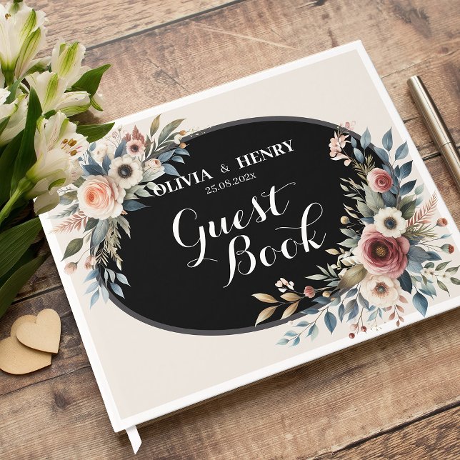 Elegant Floral Rustic Wedding Guest Book (Elegant Floral Rustic Wedding Guest Book)