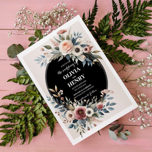 Elegant Floral Rustic Wedding Invitation Design (Elegant Floral Rustic Wedding Invitation Design)