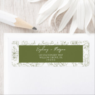 Elegant Floral Sage Botanical Green Return Address Label