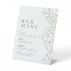 Elegant floral Sage Green Bar Menu Pedestal