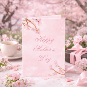 Elegant Floral Sakura Greeting for Mum Card