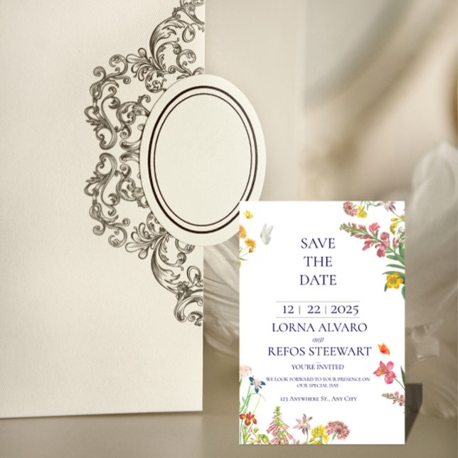 Elegant Floral Save the Date Card (Creator Uploaded)